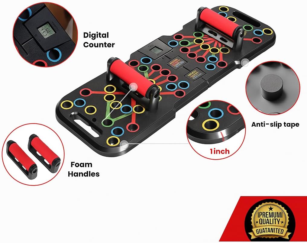 Fitness tool with foam handles, digital counter, and anti-slip tape on a white background