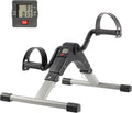 Handheld exercise bike with digital display on a white background