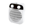 White electric heater with black top on a white background